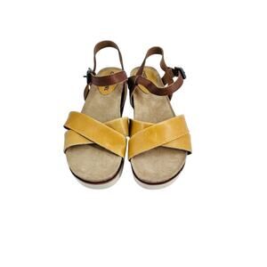 Josef Seibel Women's  Clea 10 Sandals Size 40 Yellow Combi Leather
